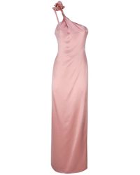 Magda Butrym - Silk One-Shoulder Midi Dress With Rose Appliqués - Lyst