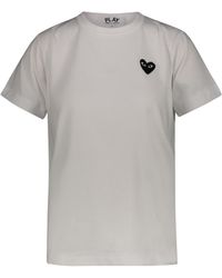 COMME DES GARÇONS PLAY - Cotton T-shirt With Black Embroidered Heart Clothing - Lyst