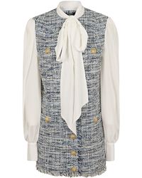 Balmain - Pussy Bow Tweed Dress - Lyst