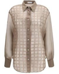 Brunello Cucinelli - Beige Silk Shirt - Lyst