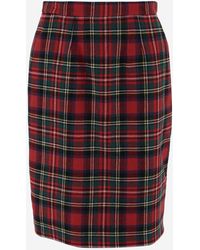 Saint Laurent - Wool Blend Skirt With Check Pattern - Lyst