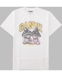 Ganni - Printed T-Shirt Organic Cotton T-Shirts And Polos - Lyst