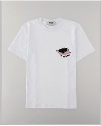 MSGM - Embroidered Cotton T-Shirt T-Shirts And Polos - Lyst