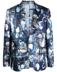 John Richmond - Classic Cut Jacket With Peak Revers And Iconic Runway Pattern - Lyst