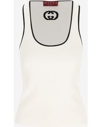 Gucci - Ribbed Tank Top With Cross Inlay, Viscose - Lyst