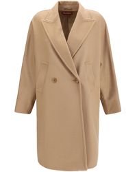Max Mara - Double Breasted Wool Drap Coat - Lyst
