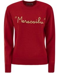 Mc2 Saint Barth - Wool And Cashmere Blend Sweater With Embroidery Maracaibo - Lyst