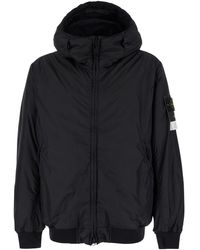 Stone Island - Hooded Jacket With Logo Patch - Lyst