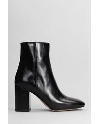 MICHAEL Michael Kors - Perla High Heels Ankle Boots In Black Leather - Lyst