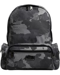Dolce & Gabbana - Gray Cotton Camouflage Logo Plaque Backpack Bag - Lyst