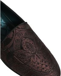 Dolce & Gabbana - Jacquard Leather Slip On Loafers Shoes - Lyst