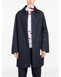 Ferragamo - Denim Buttoned Coat - Lyst