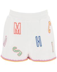 Moschino - Embroidered Cotton Shorts - Lyst