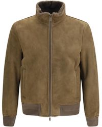 Salvatore Santoro - High-Neck Suede Jacket Lamb Ovis Aries - Lyst