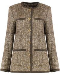 Golden Goose - Wool Tweed Jacket Virgin Wool; Ovine Leather - Lyst