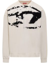 DIESEL - Boxt-N5 Sweatshirt With Distressed Flocked Logo - Lyst