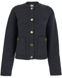 TOTEME - Round Neck Cardigan Wool-Blend Tops - Lyst