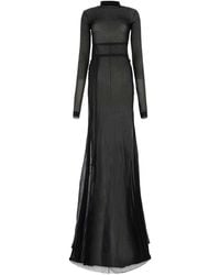 Ann Demeulemeester - Black Cotton Blend Long Dress - Lyst