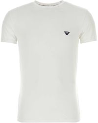 Emporio Armani - White Stretch Cotton T-shirt - Lyst