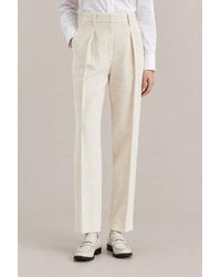 Brunello Cucinelli - Pleated Cotton Blend Trousers - Lyst