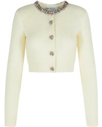Self-Portrait - Cream Alpaca Blend Cardigan - Lyst