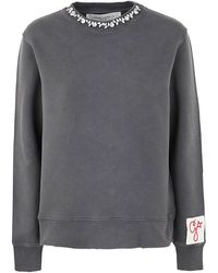 Golden Goose - Golden W`s Regular Sweatshirt Distressed Cotton Jersey With Embroidery Clothing - Lyst
