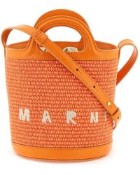 Marni - Raffia And Leather Tropicalia Bucket Bag - Lyst