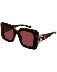 Gucci - Sunglasses Square Full Rim, Havana Frame And Solid Burgundy Lens Gg2025S002 - Lyst