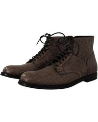Dolce & Gabbana - Crocodile Leather Derby Boots - Lyst