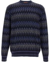 Missoni - Zigzag Pattern Wool Sweater With Crew Neck - Lyst