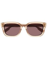 Gucci - Sunglasses Square Full Rim, Shiny Transparent Light Frame And Solid Brick Lens Gg1605Sk004 - Lyst