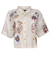 Mother - Cropped Embroidered Shirt - Lyst