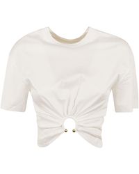 Rabanne - Ring Detailed Cropped T-Shirt - Lyst