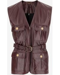 Chloé - Leather Vest With Pockets And Belt - Lyst