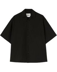 Jil Sander - Boxy Fit Short Sleeve Shirt, Open Bowling Shirt Collar, Front Closure With Five Buttons, Classic Yoke, Straight Hem - Lyst