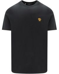 Versace - T-Shirt With Iconic Logo Embroidered On The Chest - Lyst