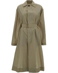 Philosophy Di Lorenzo Serafini - Olive Green Trench Coat With Buttons In Technical Fabric Woman - Lyst