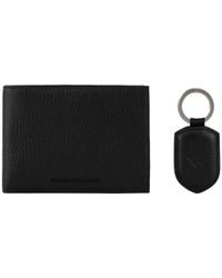 Armani Exchange Leather Wallet And Keychain Set in Dark Brown 