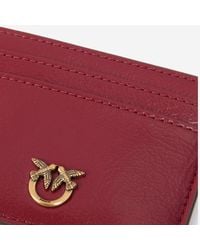 Pinko - Leather Card Holder With Logo Wallets & Purses - Lyst