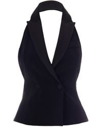 Patrizia Pepe - Backless Logo Buckle Waistcoat - Lyst