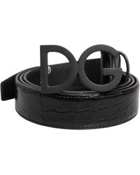 Dolce & Gabbana - Black Leather Classic Metal Dg Buckle Belt - Lyst