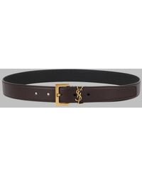 Saint Laurent - Leather Belt Cassandre Calf - Lyst