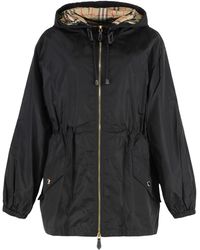 Burberry - Hooded Windbreaker Jacket Polyester Trench & Raincoats - Lyst