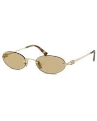 Miu Miu - Miu Miu Eyewear 0Mua54S Oval Metal Frame Sunglasses - Lyst