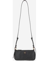 Pinko - Mini Half Moon Baguette Leather Bag With Logo - Lyst
