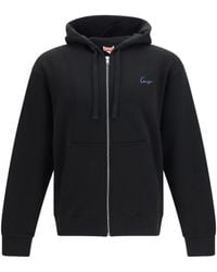 KENZO - Kenzio Signature Embroidered Cotton Zip Hoodie Sweatshirts - Lyst