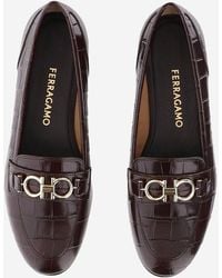 Ferragamo - Leather Loafers Dark/Biscuit Cowhide - Lyst