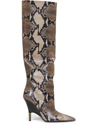 KHAITE - Taupe Python-Embossed Leather Bella Knee-High Boots - Lyst