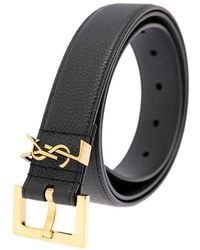 Saint Laurent - Leather Belt, With Buckle Calf - Lyst