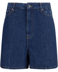 Marine Serre - High-Waisted Denim Shorts Cotton Bermuda - Lyst